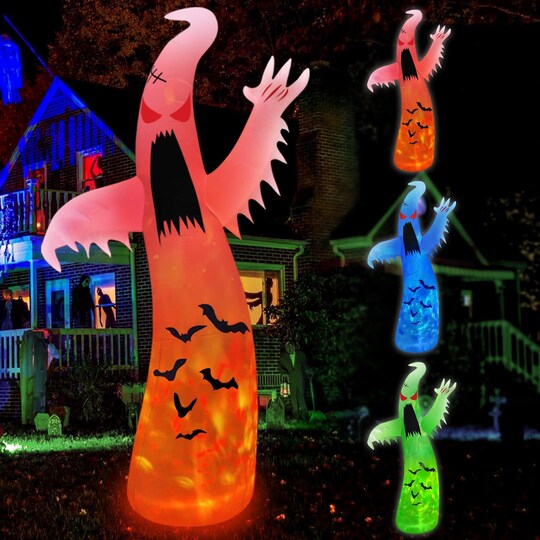 Citrus; 12FT Giant Halloween Inflatables Ghost ,with 3-Color Rotating Flame LEDs; Category:Halloween Inflatables; Image:1